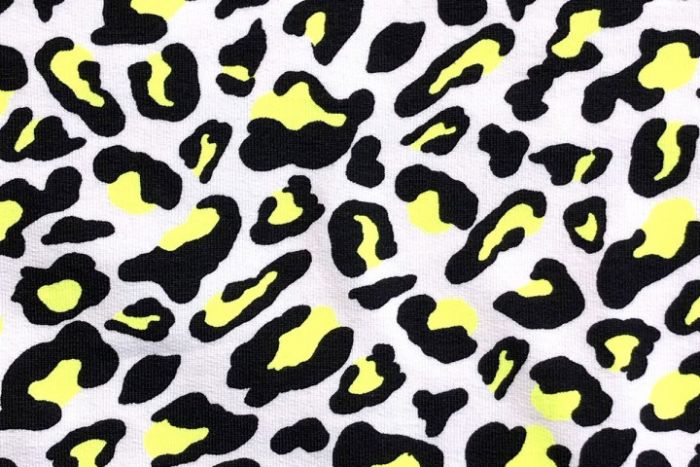 Jersey Cotton Fabric | Neon Leopard Yellow
