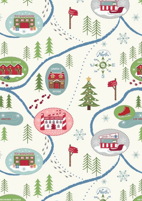 North Pole Christmas Santa Map On Snow