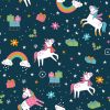 Christmas Jersey Fabric | Festive Unicorn Navy