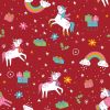 Christmas Jersey Fabric | Festive Unicorn Xmas Red