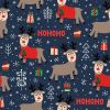 Christmas Jersey Fabric | Ho Ho Ho Reindeer Navy
