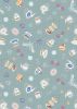 Jubilee Fabric | Tea & Cake Silver Metallic Blue