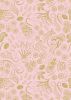 Moontide Fabric | Marine Life Gold Metallic Pink