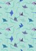 Moontide Fabric | Sting Rays Silver Metallic Green