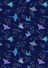 Moontide Fabric | Sting Rays Silver Metallic Navy