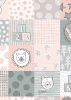 Lewis & Irene Bella Bunny & Bear Fabric | Nursery Squares Pink