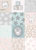 Lewis & Irene Bella Bunny & Bear Fabric | Nursery Squares Blue 