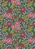 Noel Metallic Christmas Fabric | Floral Dark Grey