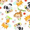 American Touch Flannel | Baby Animals White