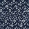 Cotton Fabric Metallic Print | Festive Floral Navy
