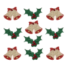 Christmas Embellishments | Glitter Bells & Holly, 10pcs