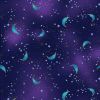 Laurel Burch Celestial Magic Fabric | Moon Purple Metallic