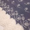 Embroidered Denim Fabric Border | Floral - Navy Blue