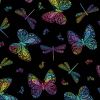 Rainbow Garden Fabric | Butterflies Black
