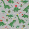 Christmas Jersey Fabric | Dino Silver Grey
