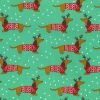 Christmas Fun Fabric | Dachshund Green