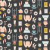 Cotton Fabric Print | Domestic Delights Charcoal