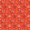 Cotton Fabric Print | Lucky Horseshoes Red