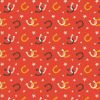 Cotton Fabric Print | Lucky Horseshoes Red