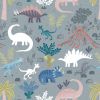 Dino Glow Lewis & Irene Fabric | Dino paradise Slate Glow
