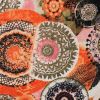 Viscose Challis Fabric | Foil Graphic Circles Orange