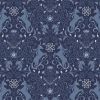 Celtic Faeries Lewis & Irene Fabric | Unicorn Dark Blue Silver Metallic