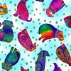 Laurel Burch kindred Canine Fabric | Dog Toss Metallic Light Aqua