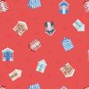 Small Things Coastal Fabric | Beach Huts Light Red