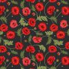 Poppies Lewis & Irene Fabric | Large Poppy & Bee Charcoal