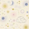 Celestial Lewis & Irene Fabric | Celestial Skies Cream Gold Metallic