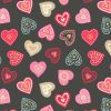 All We Need Is Love Lewis & Irene Fabric | Love Hearts Charcoal Grey Gold Metallic