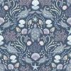Ocean Pearls Lewis & Irene Fabric | Sea Turtle Family Dark Blue Pearl