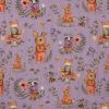 Rib Florida Digital Print Jersey Fabric | Forest Animals Lilac