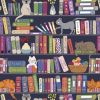 Purrfect Book Club Lewis & Irene Fabric | Book Shelves & Cats Multi