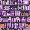 Purrfect Book Club Lewis & Irene Fabric | Book Shelves & Cats Purples