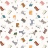 Purrfect Book Club Lewis & Irene Fabric | Scattered Cats & Books Cream