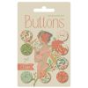 Tilda Songbird Buttons | 16mm - Coral-Green