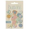 Tilda Songbird Buttons | 16mm - Blue-Yellow