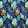 Premium Atelier Viscose Satin Fabric Digital Print | Feathers Midnight