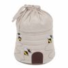 Craft Bag: Round: Drawstring: Appliqué: Hive: Bee