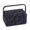Sewing Box (M): Rectangle: Navy Stars