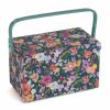 Sewing Box (M): Fold Over Lid: Floral Garden: Teal