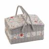 Sewing Box (L): Twin-Lidded Wicker Hamper: Wildflowers