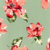 Bubble Crepe Fabric Flower Print | Mint