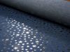 Sparkling Chambray Fabric | Gold Metallic Multi Star on Dark Blue