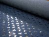 Sparkling Chambray Fabric | Gold Metallic Swallow on Dark Blue