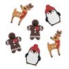 Christmas Buttons, Assorted Festive Friends, 6pcs