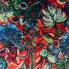 Luxurious Printed Velvet | Floral Menagerie Red