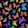 Timeless Treasures Space Fabric | Neon Butterflies