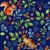 Nature Trail Cotton Fabric | Forest Animals Royal